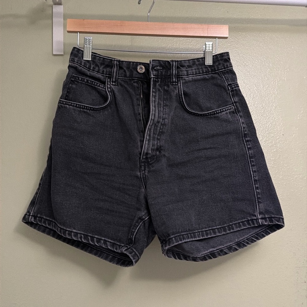 Zara Washed Black Denim Shorts